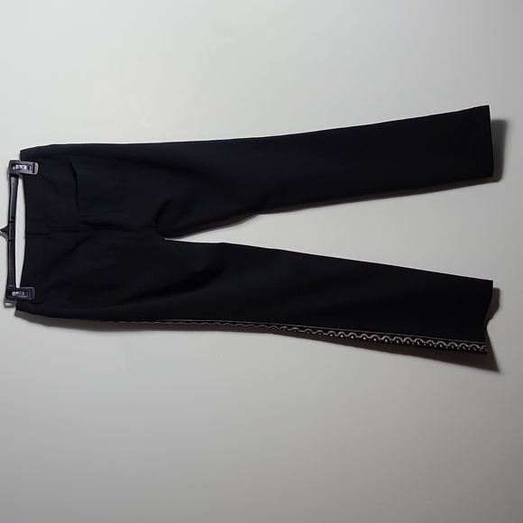 NICOLE MILLER Collection Wool Embroidered Pants in Black Size Small - Picture 10 of 15